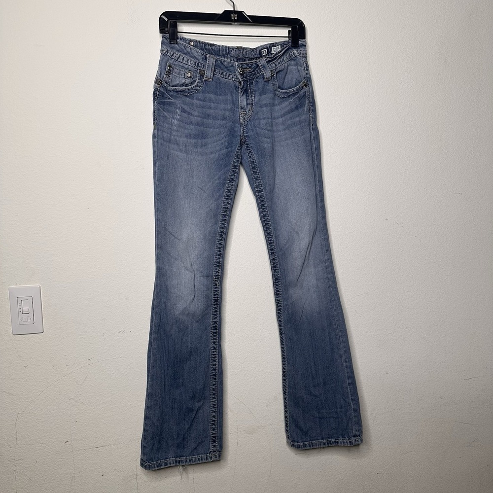 Miss Me Bootcut Jeans Women's Y2K Low Rise Distressed Sz 27  Inseam 33 Studded